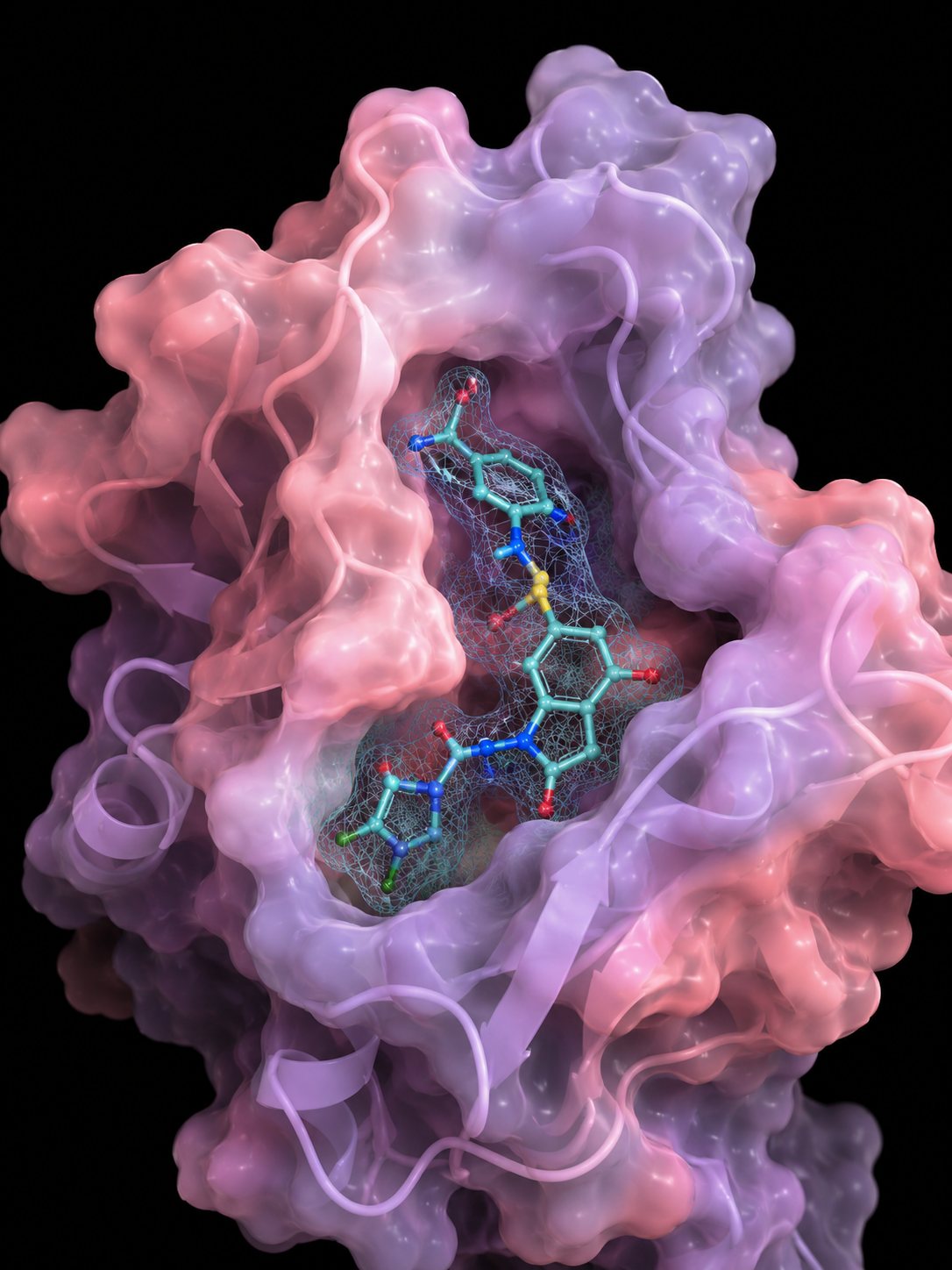 Molecular rendering of the aldosterone synthase active site